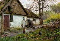 Monsted, Peder Mork - Bromolle Farm with Chickens